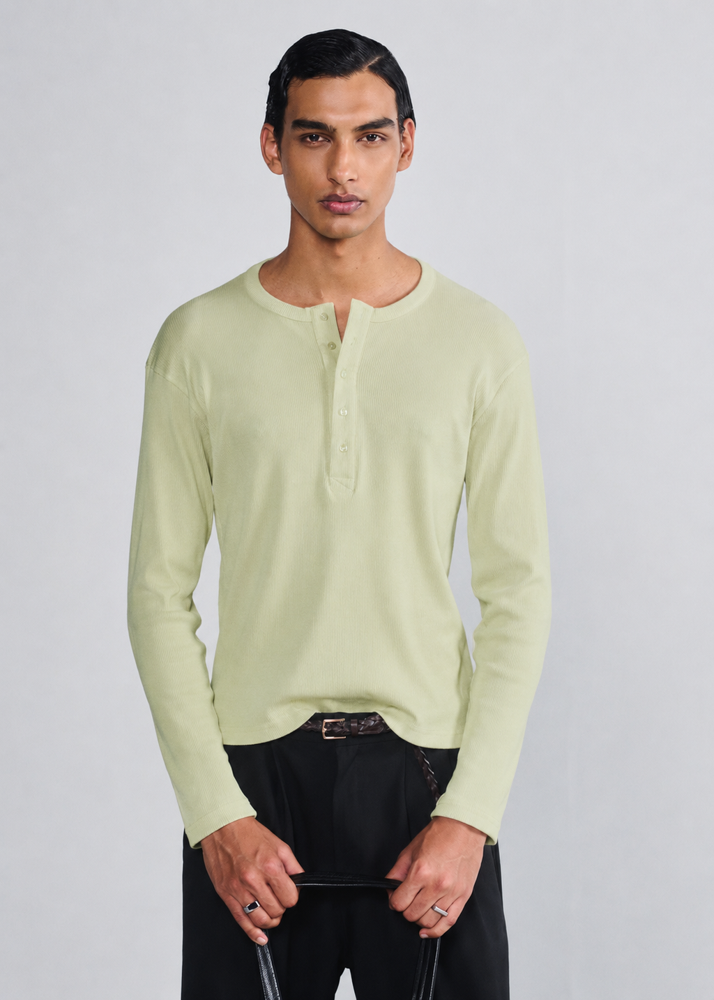 Classic Fitted Henley - Mint Green