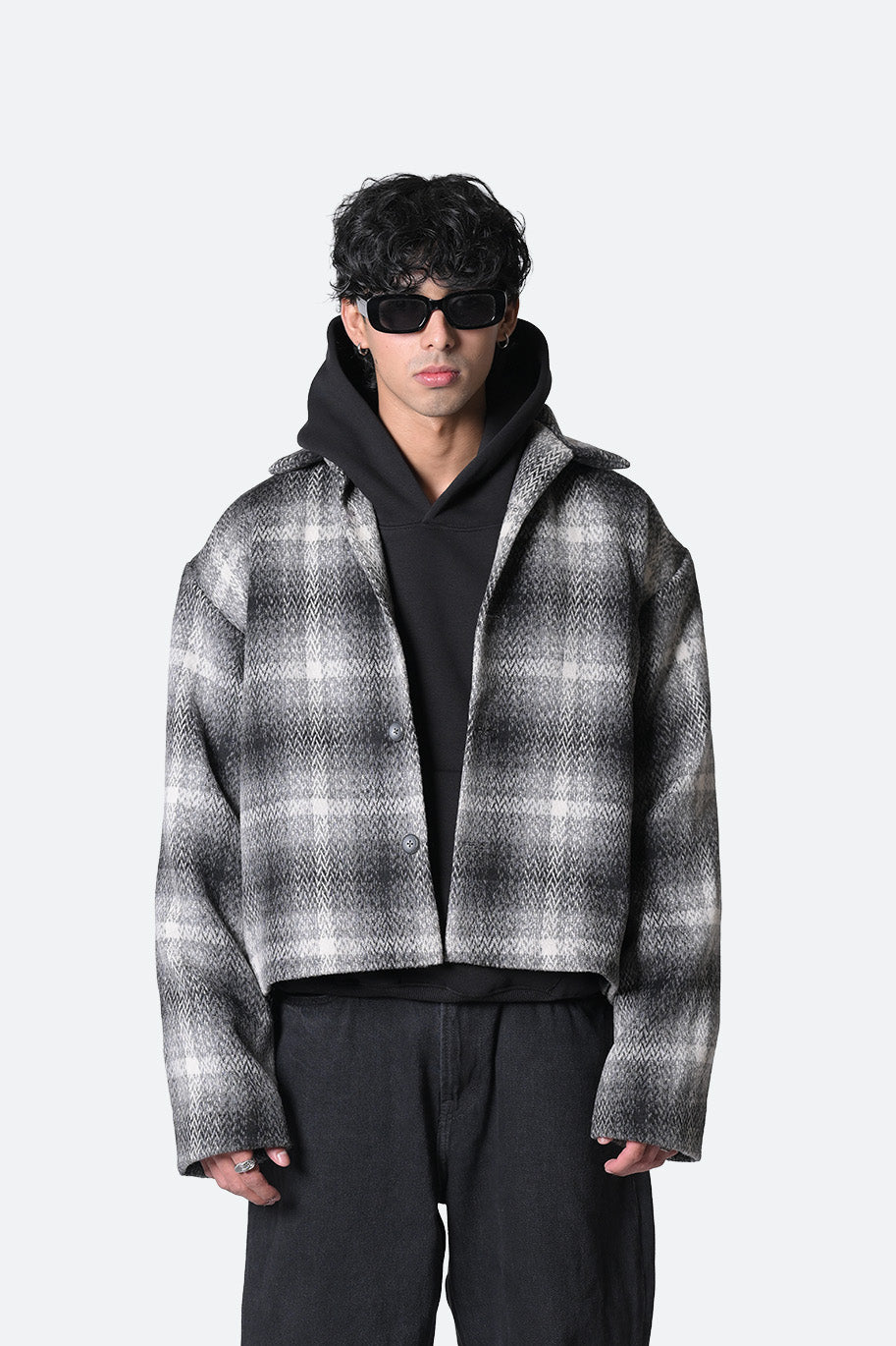 Fuzzy Plaid Cropped Jacket