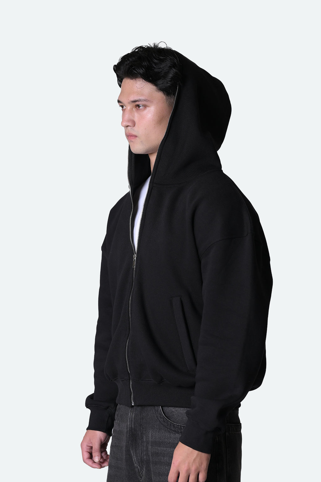 Full Zipped Hooded Sweatshirt - Jet Black (Unisex)
