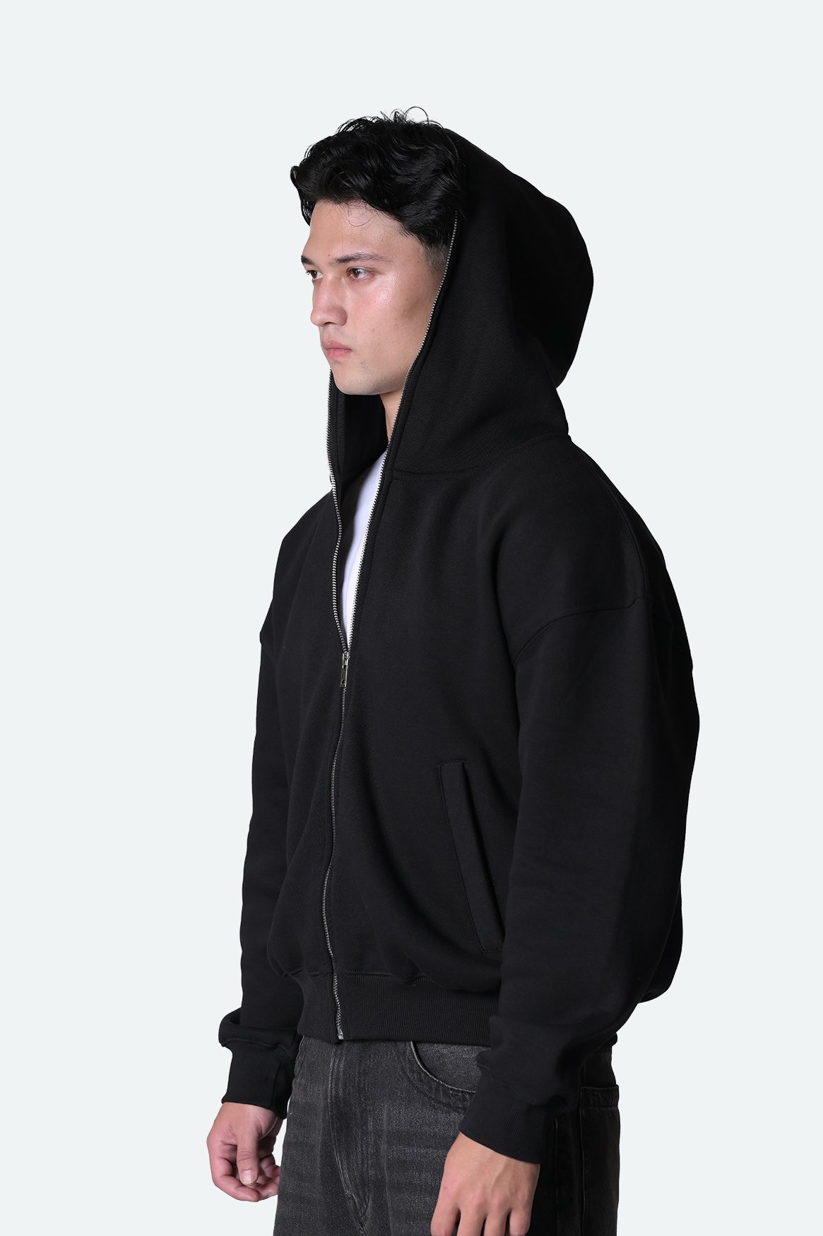 Full Zipped Hooded Sweatshirt - Jet Black (Unisex)