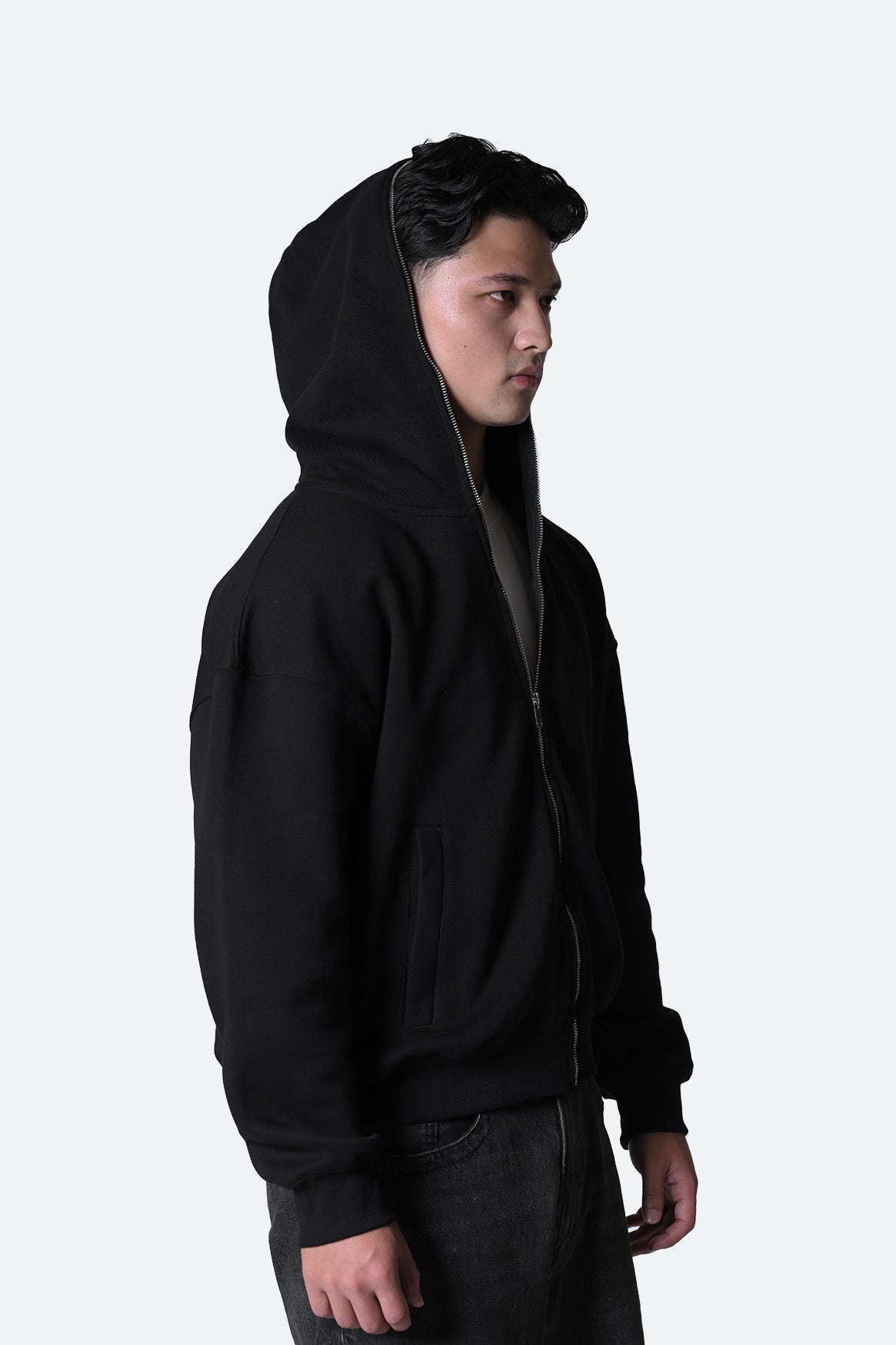 Full Zipped Hooded Sweatshirt - Jet Black (Unisex)