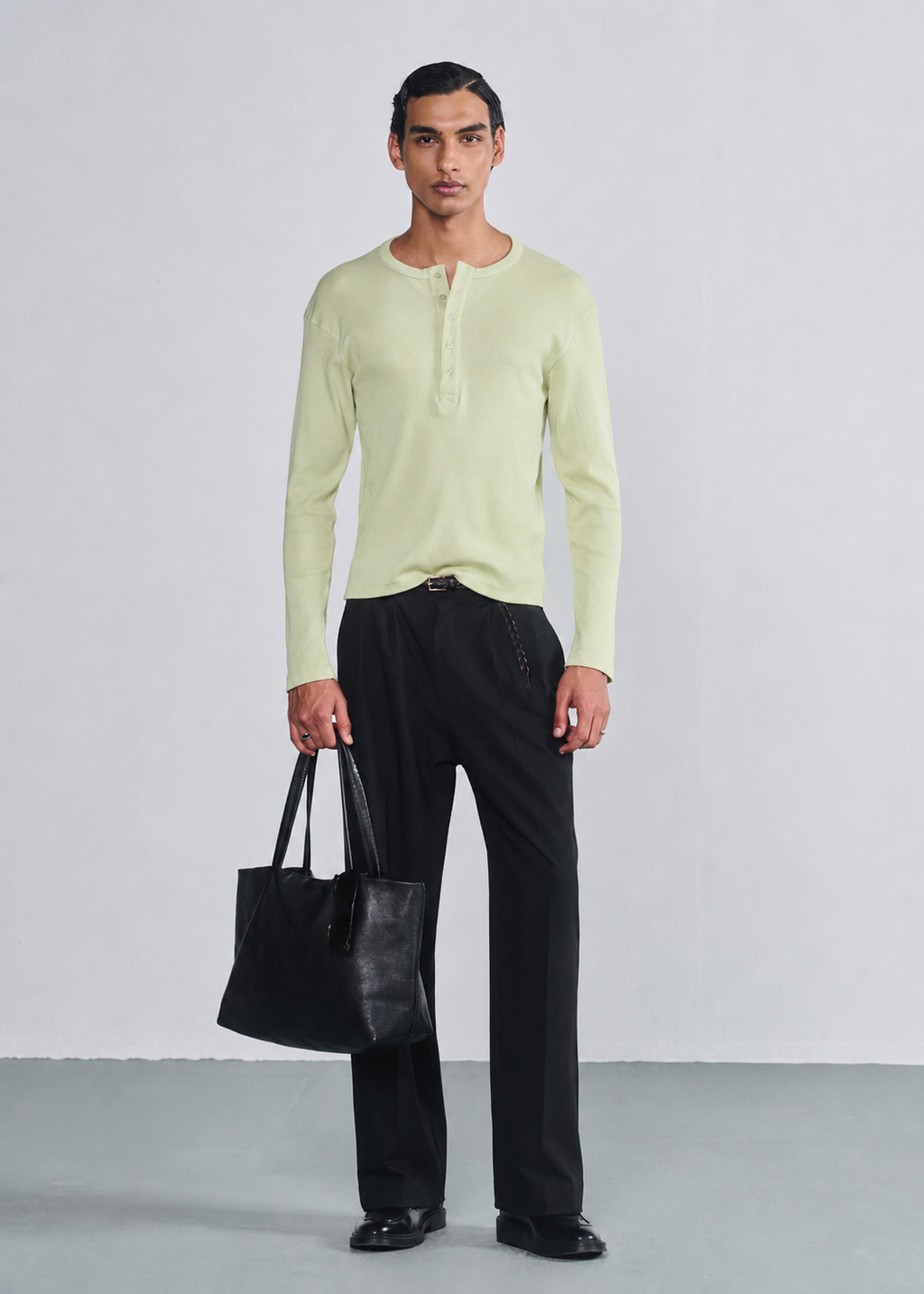 Classic Fitted Henley - Mint Green