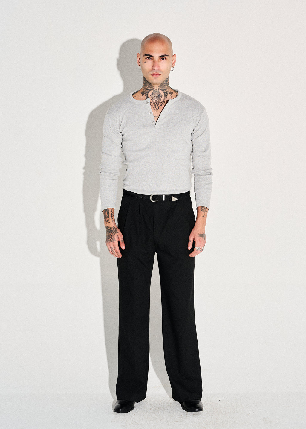 Classic Slim Fit Henley - Grey