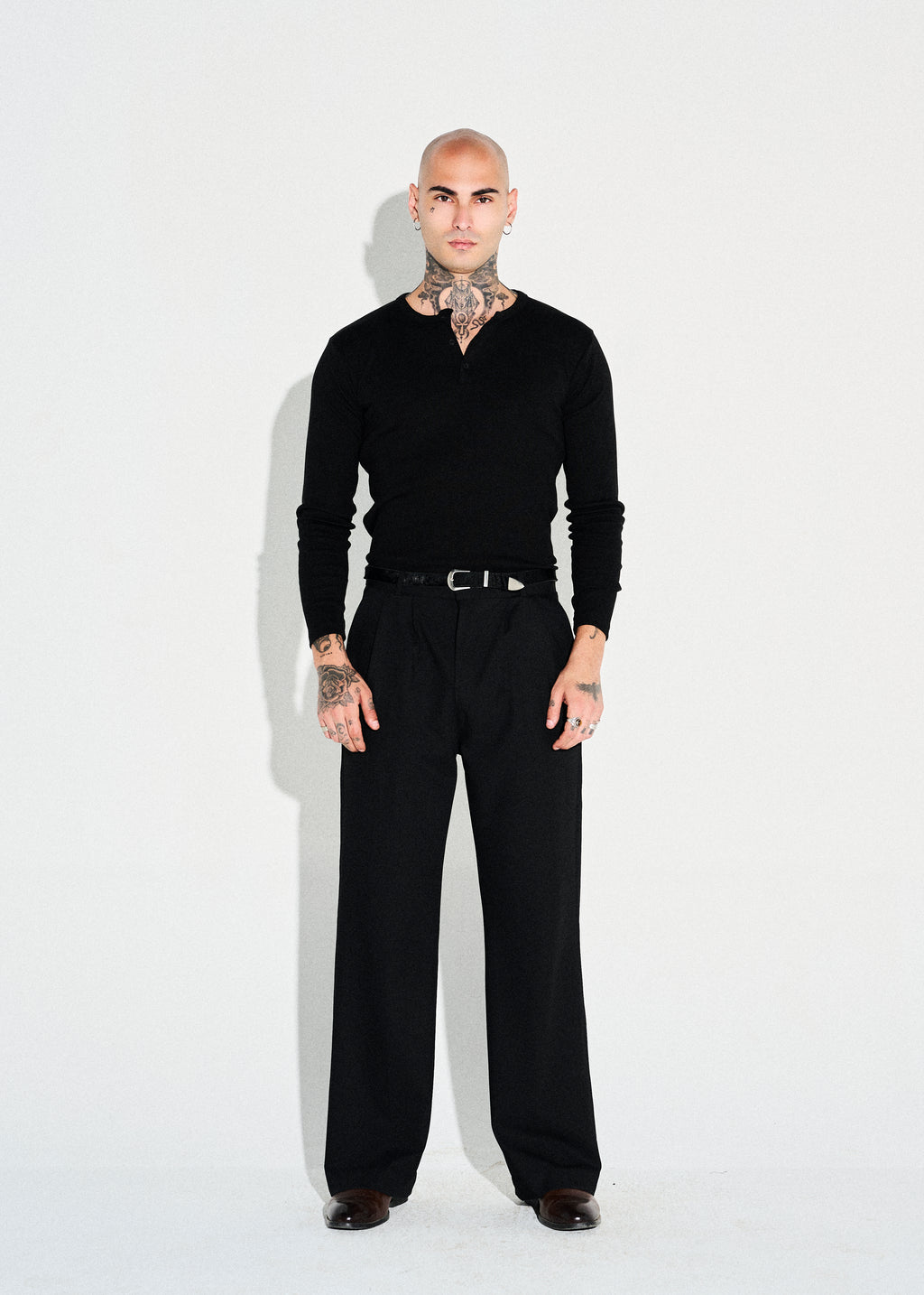 Dume Wide Leg Pleated Trouser - Black