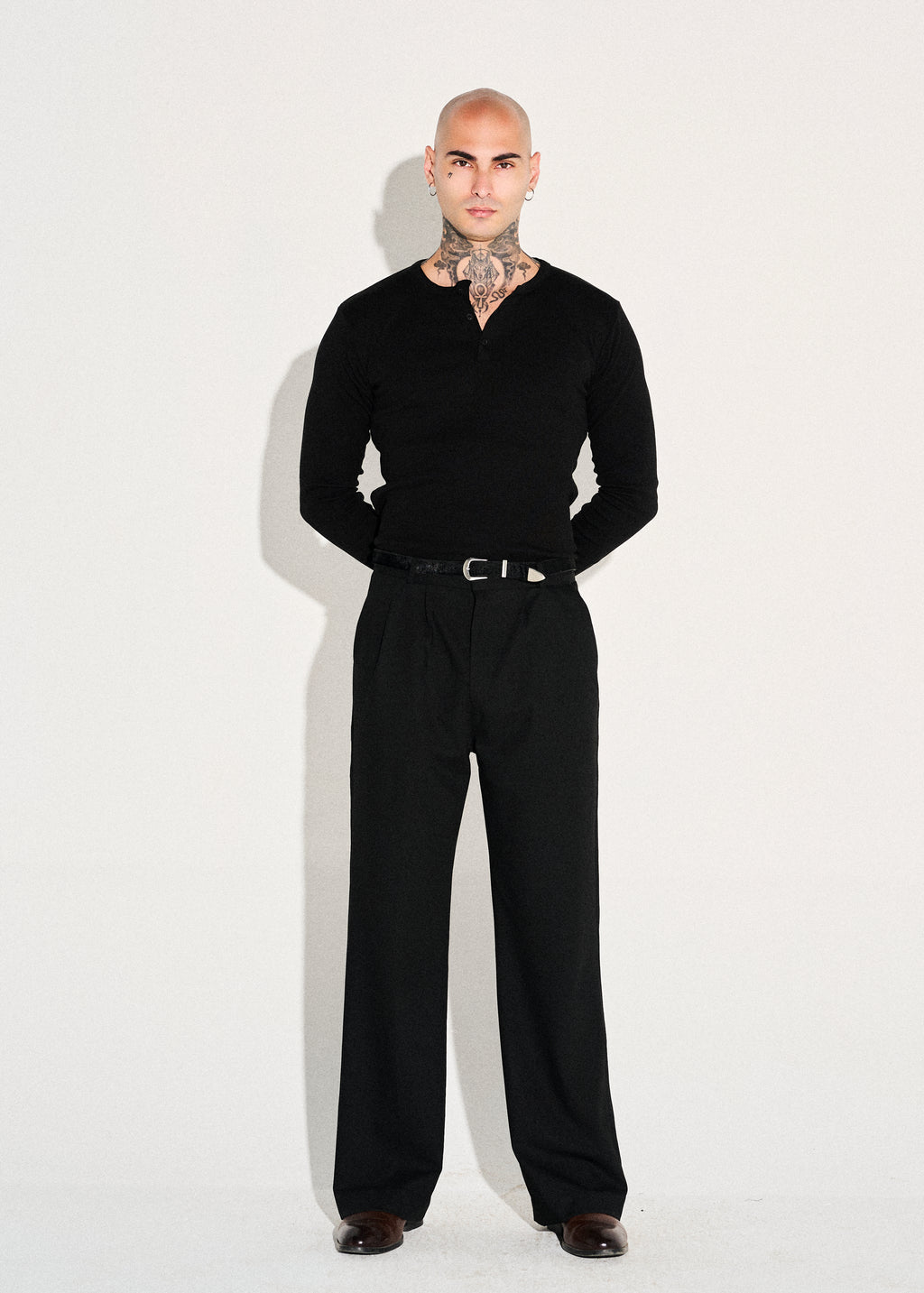 Dume Wide Leg Pleated Trouser - Black