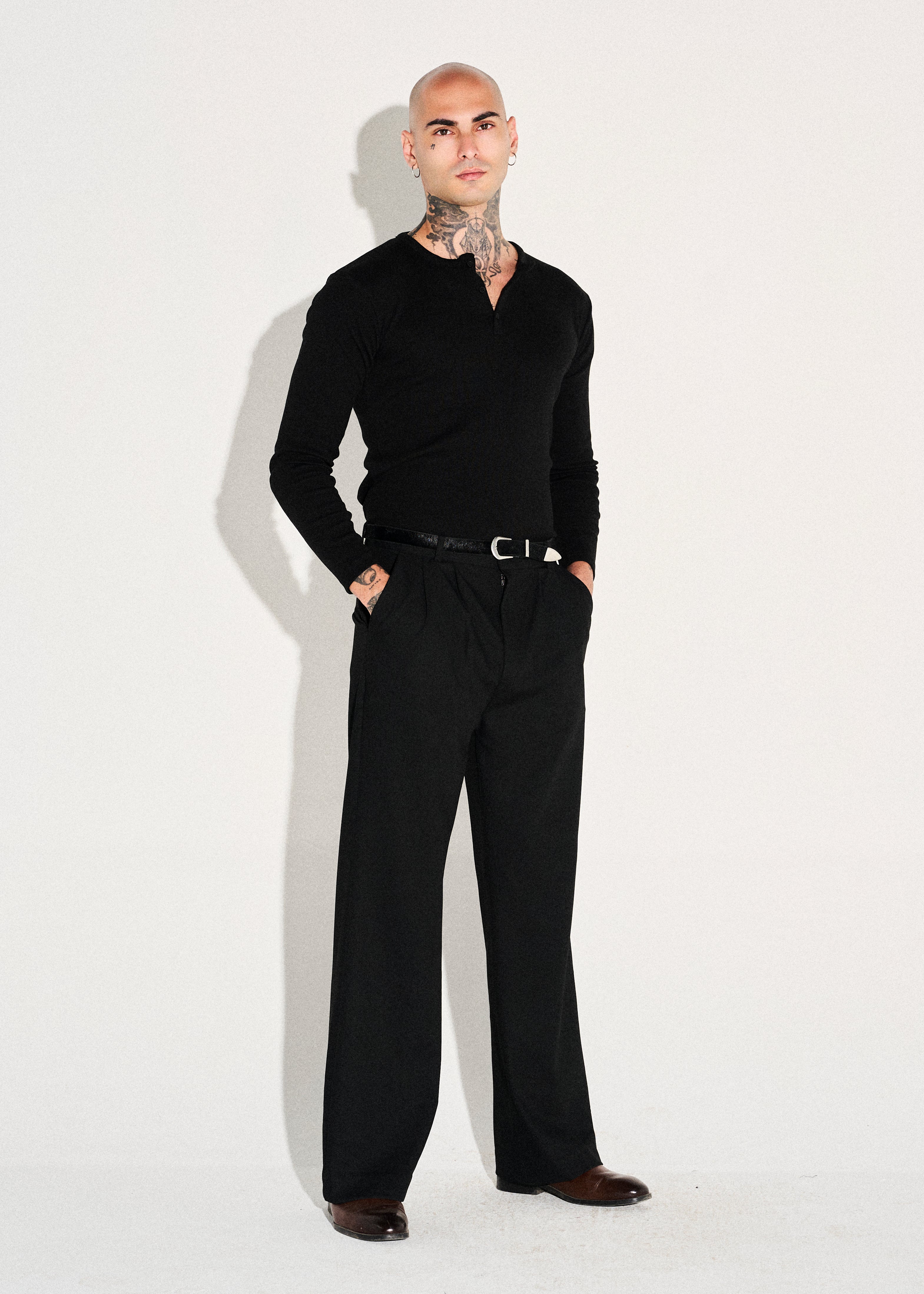 Dume Wide Leg Pleated Trouser - Black