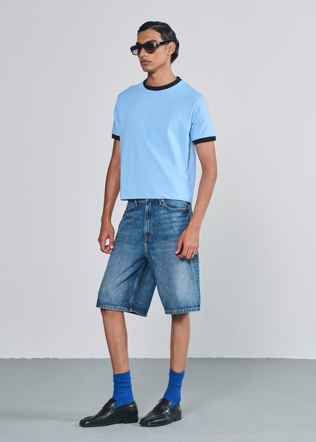 Ringer Tee - Baby Blue|Black