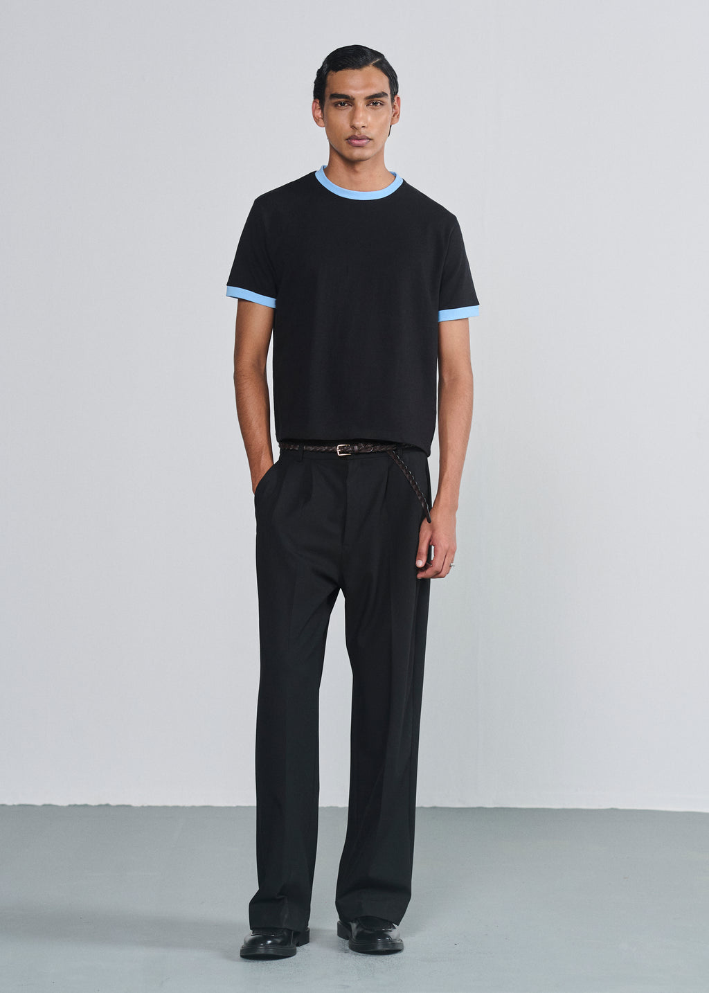 Ringer Tee - Black|Blue