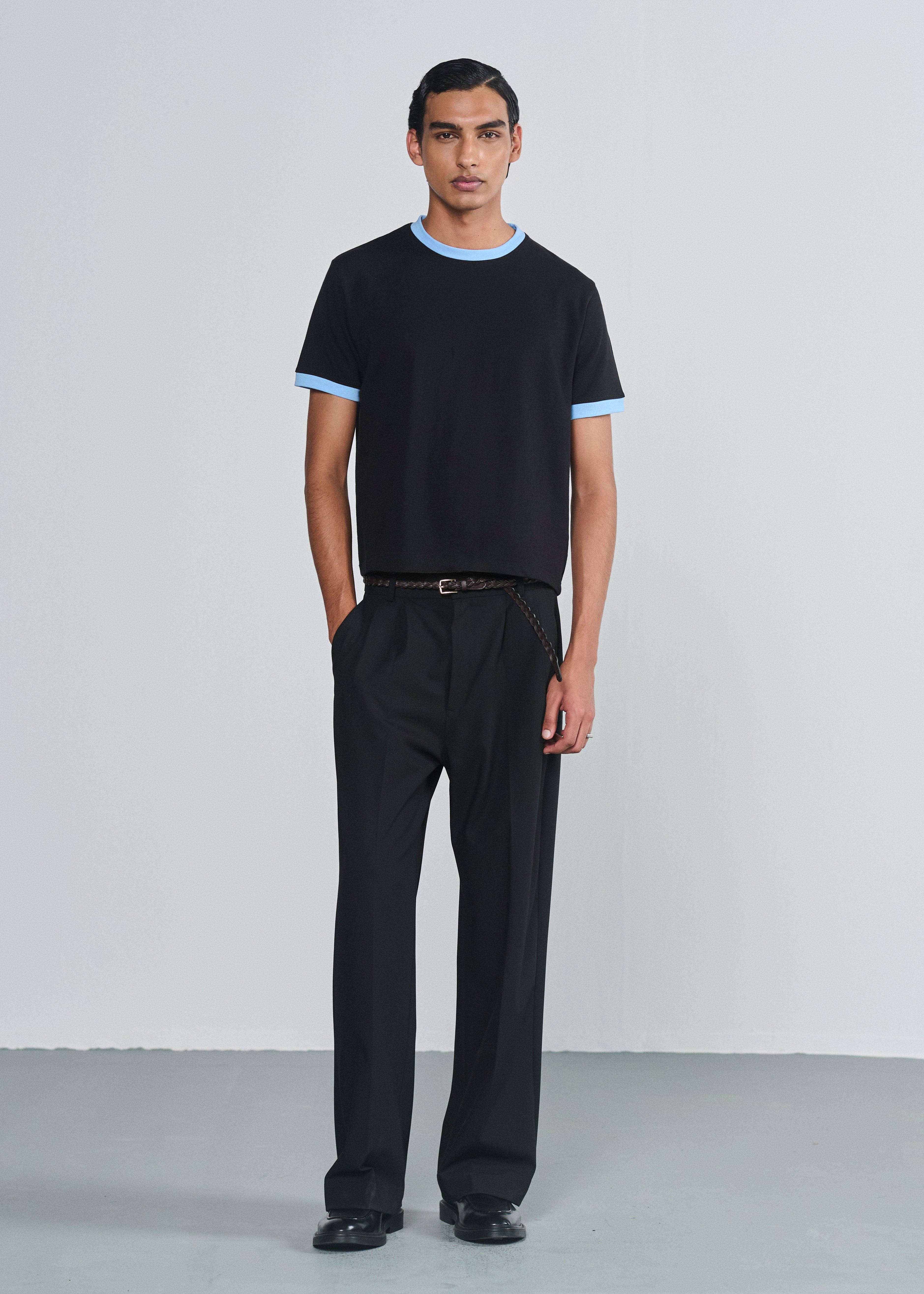 Ringer Tee - Black|Blue