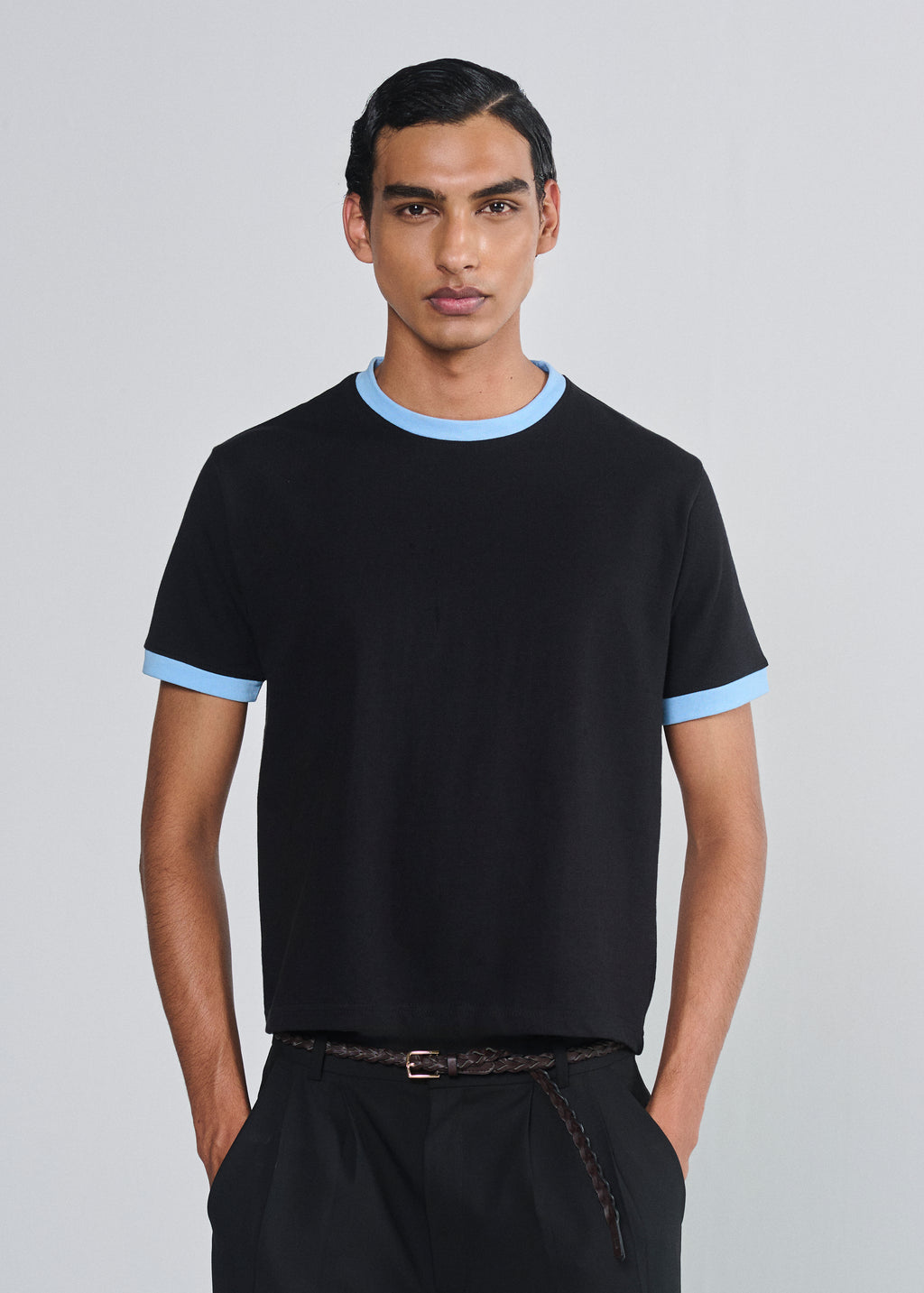 Ringer Tee - Black|Blue