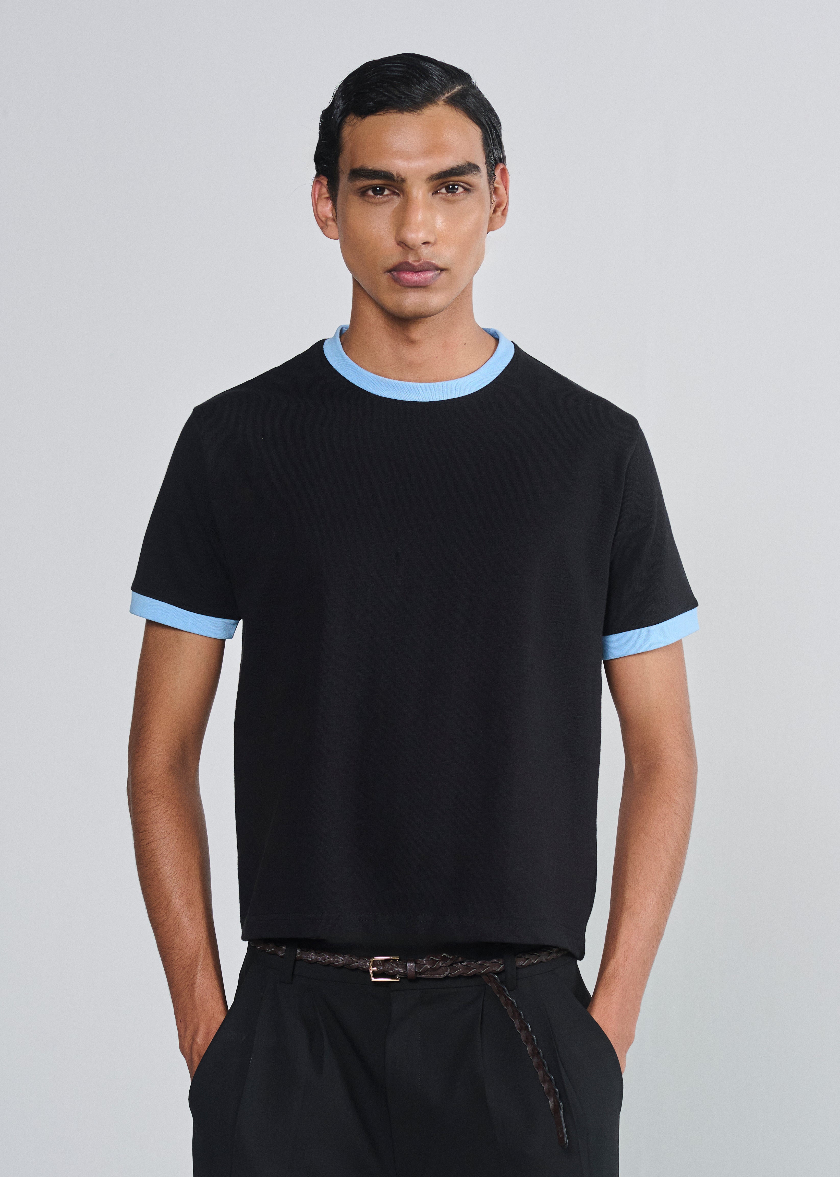 Ringer Tee - Black|Blue