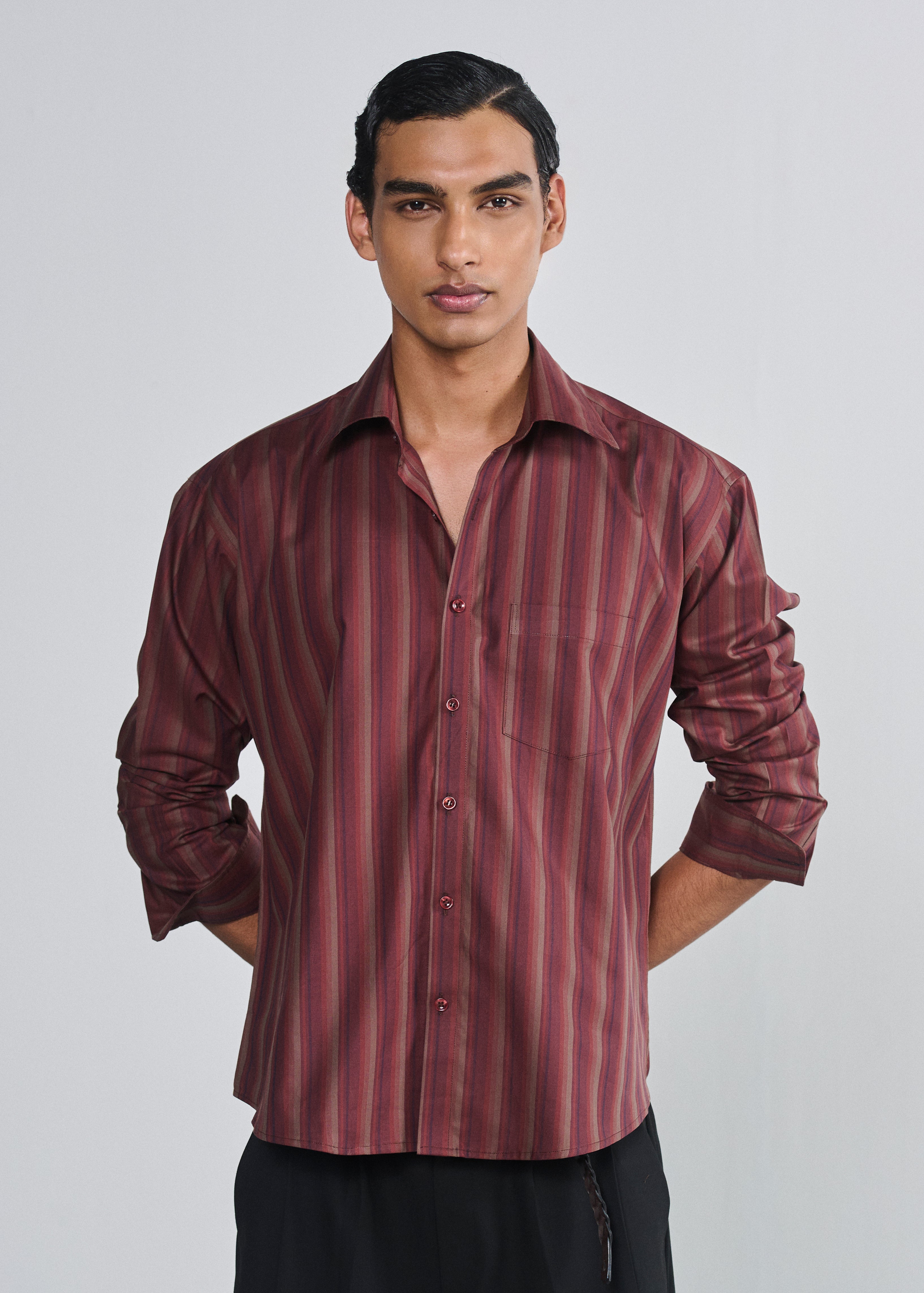 Signature Striped Shirt - Maroon