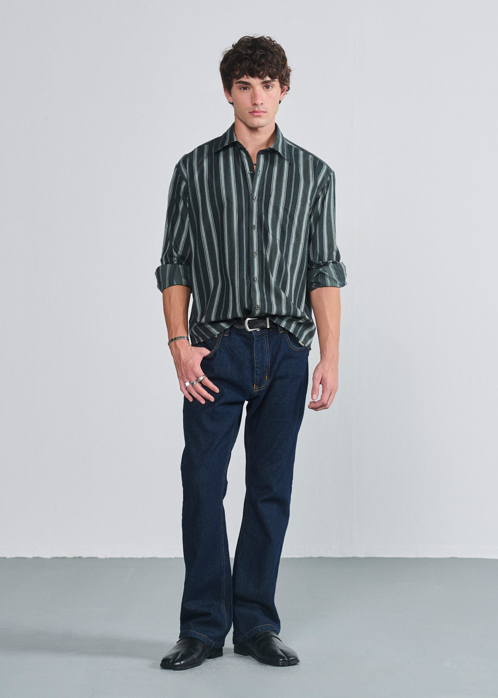 Signature Striped Shirt - Forest Green