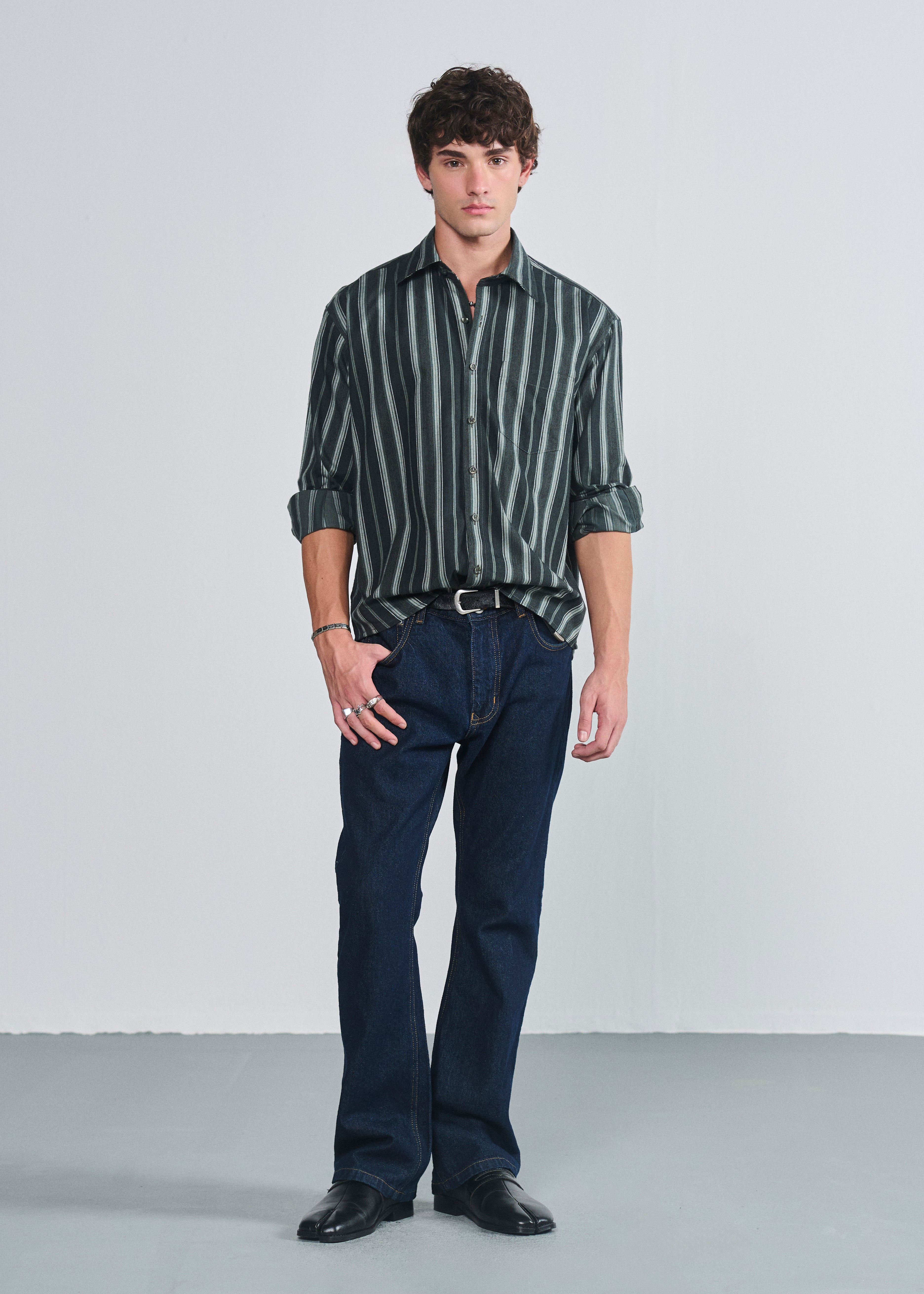 Signature Striped Shirt - Forest Green