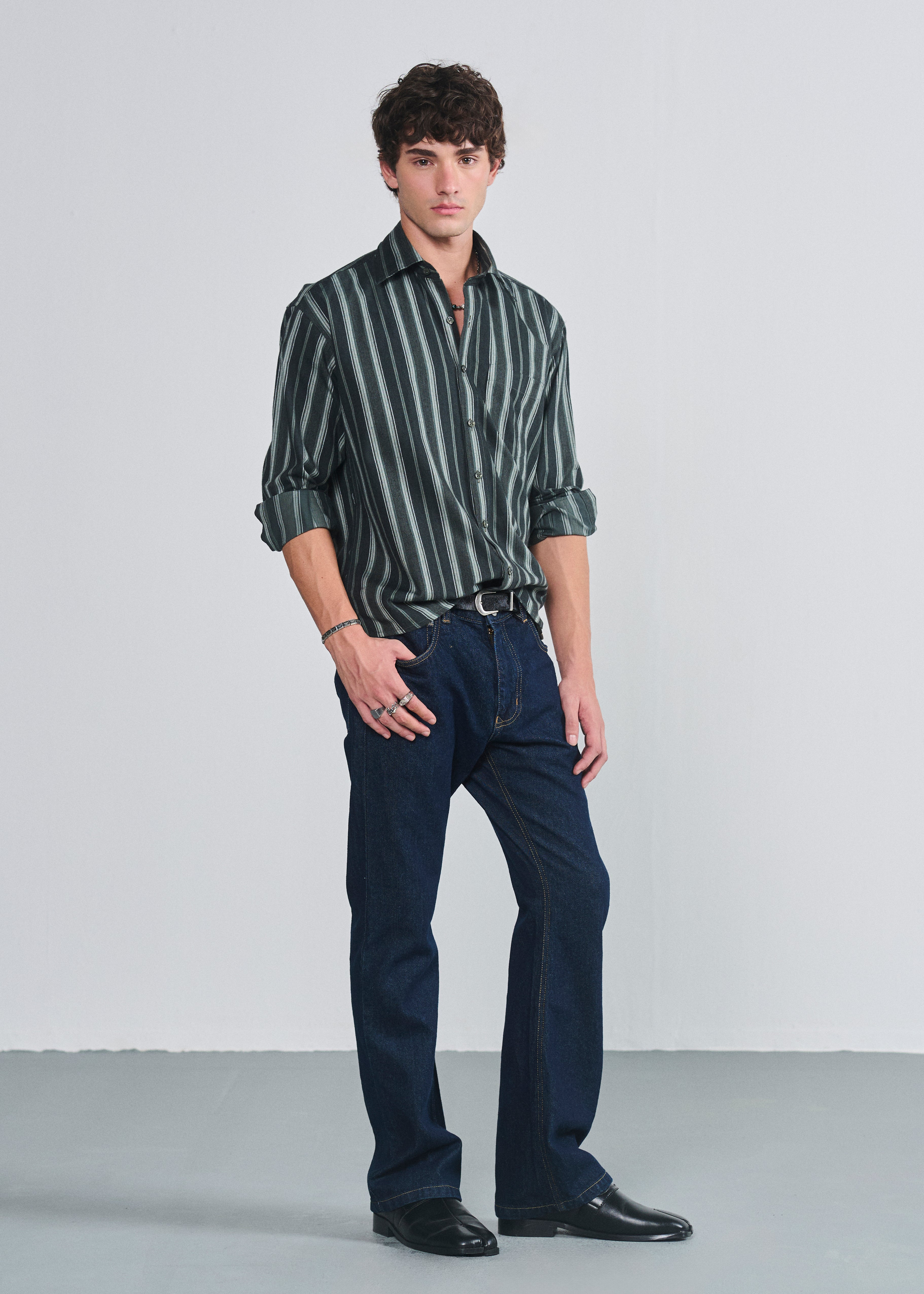 Signature Striped Shirt - Forest Green