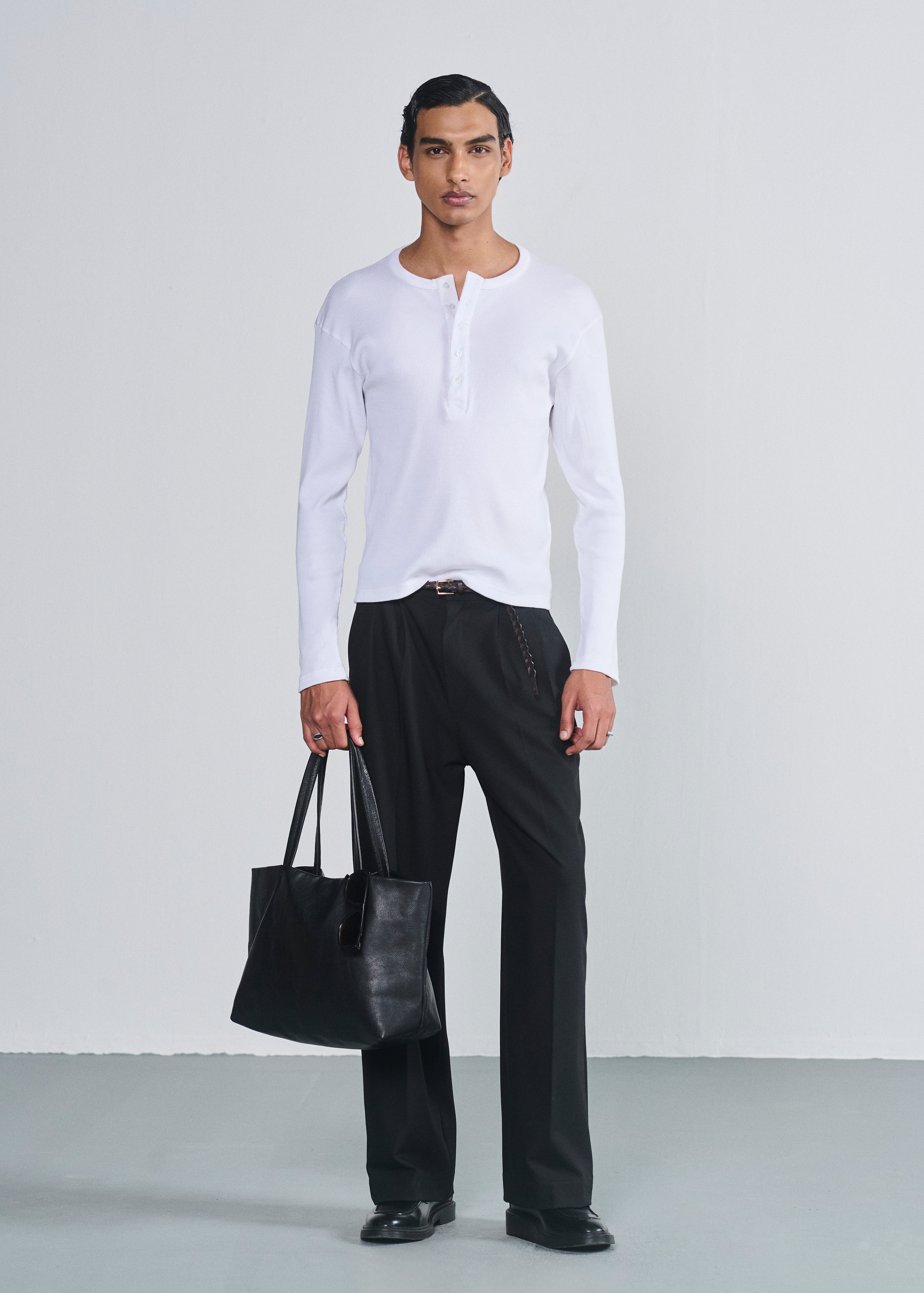 Classic Fitted Henley - White