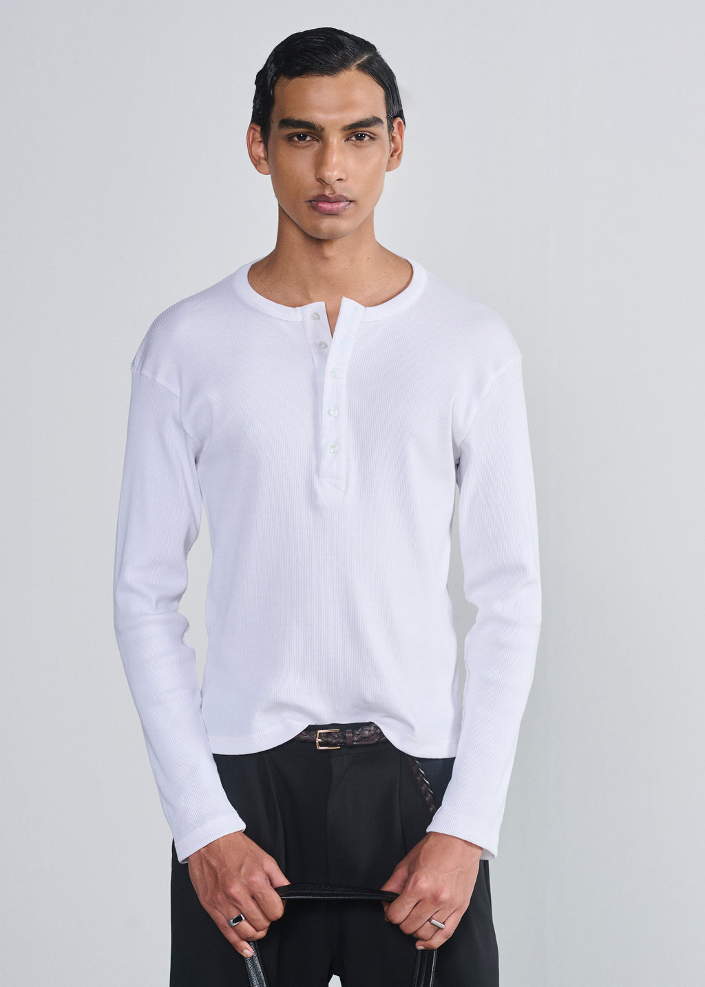 Classic Fitted Henley - White