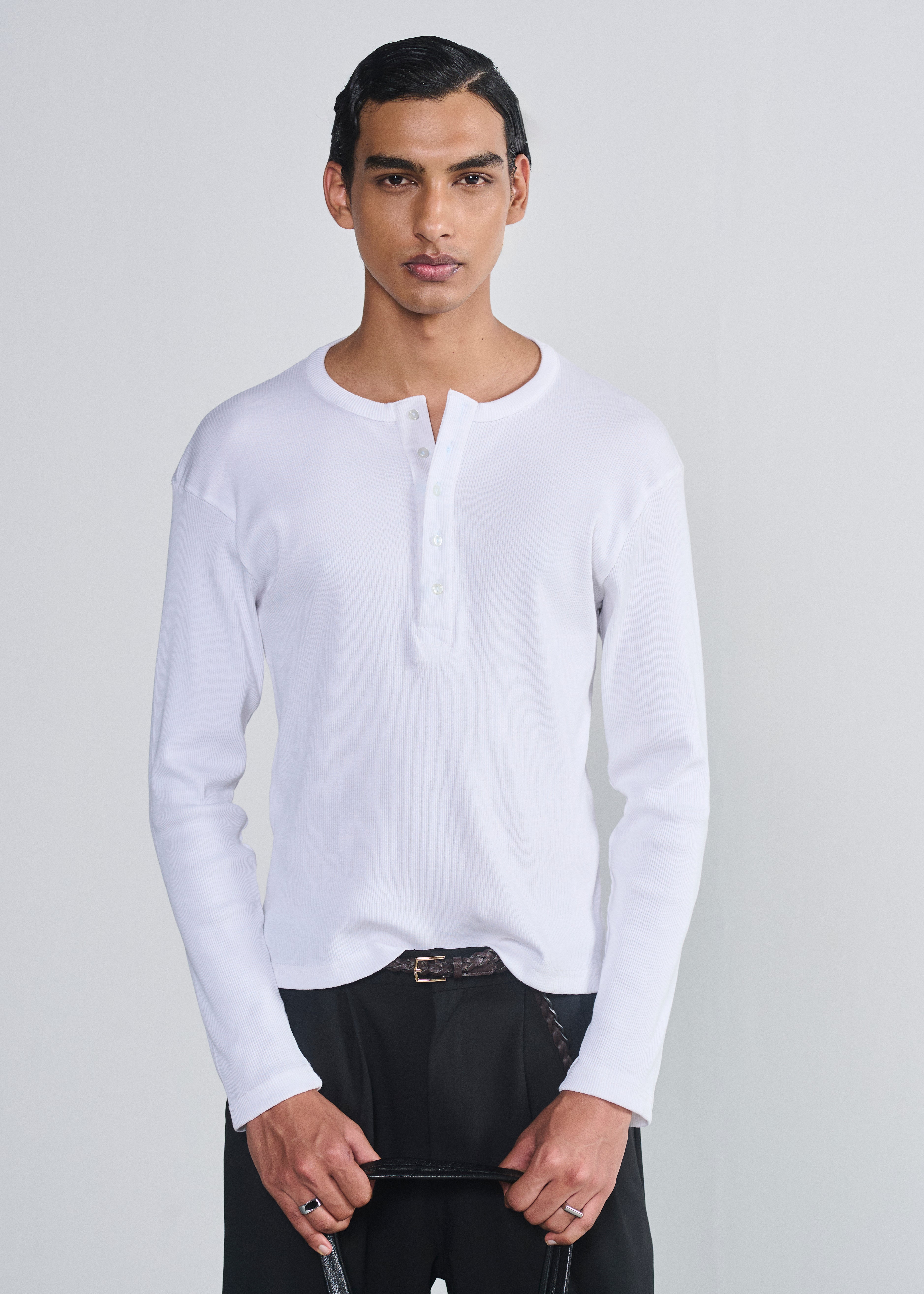 Classic Fitted Henley - White