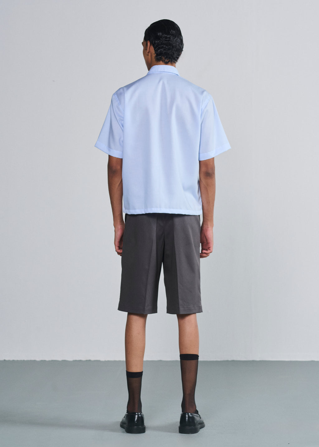 Short Sleeve Striped Shirt - Light Blue