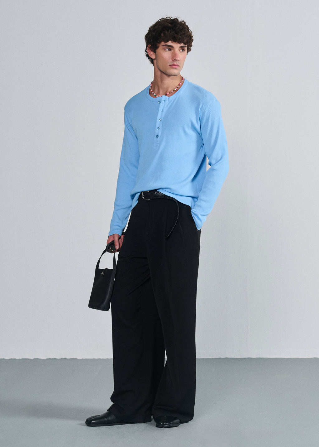 Classic Fitted Henley - Baby Blue