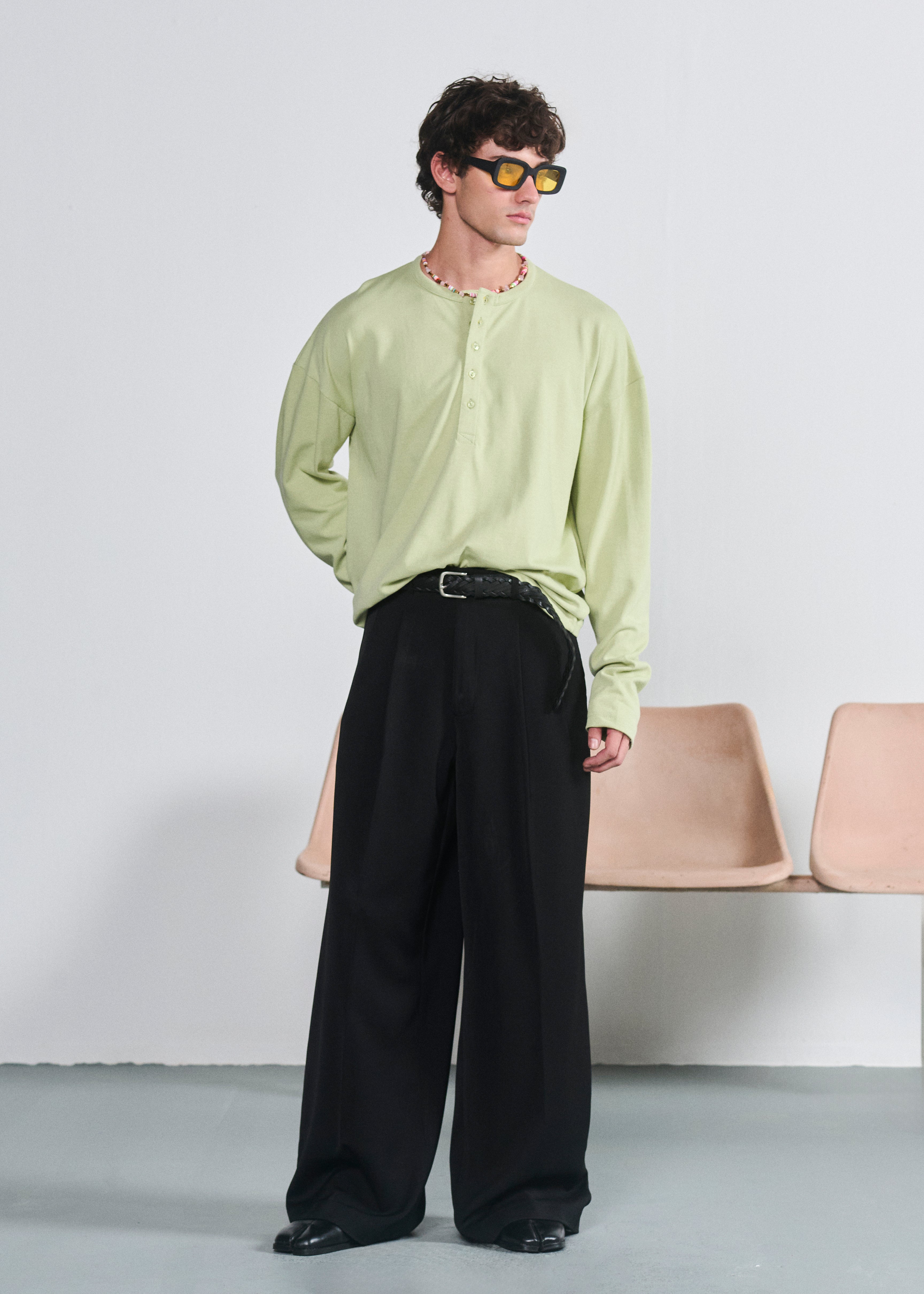 Relaxed Fit Henley - Mint Green